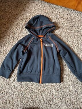 healthtex Gray Hooded Zip Sweatshirt with Orange Accents